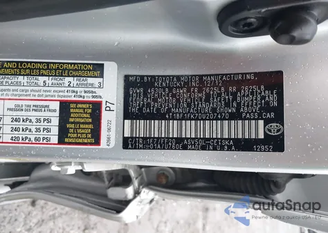 2013 Toyota Camry Se из США, поврежденный, VIN 4T1BF1FK7DU207470